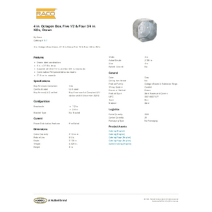 Raco 4 Inch 21.5 Cu-in Hubbell Raco 4-Inch Octagonal Electrical Box ...