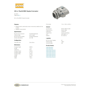 3/8 in. Flex/AC/MC Duplex Connector | 2611 | Raco