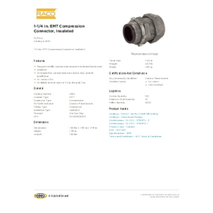 1-1/4 in. EMT Compression Connector, Insulated | 2835 | Raco 1-1/4 in. EMT Compression Connector, Insulated | 2835 | Raco