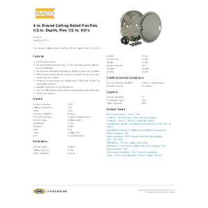 4 in. Round Ceiling Rated Fan Pan, 1/2 in. Depth, Five 1/2