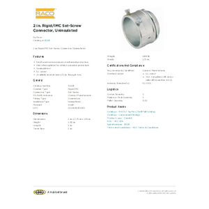 2 in. Rigid/IMC Set-Screw Connector, Uninsulated | 3008 | Raco 2 in. Rigid/IMC Set-Screw Connector, Uninsulated | 3008 | Raco
