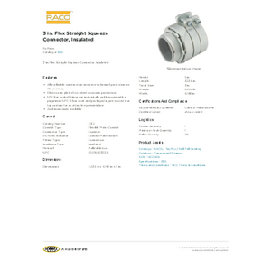 3 in. Flex Straight Squeeze Connector, Insulated | 3312 | Raco