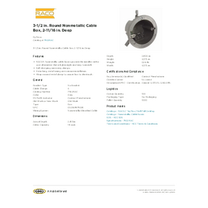 3-1/2 in. Round Nonmetallic Cable Box, 2-11/16 in. Deep 3-1/2 in. Round Nonmetallic Cable Box, 2-11/16 in. Deep