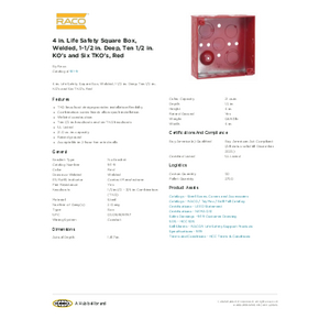 4 in. Life Safety Square Box, Welded, 1-1/2 in. Deep, Ten 1