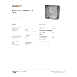 Square Box 4.688X2.125 In. 1, 721711 | 721711 | Hubbell Canada