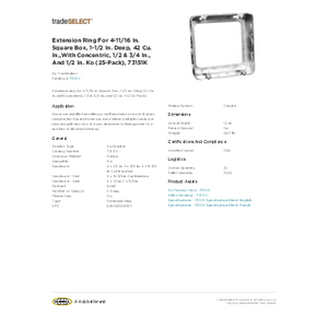 Extension Ring For 4-11/16 In. Square Box, 1-1/2 In. Deep Extension Ring For 4-11/16 In. Square Box, 1-1/2 In. Deep