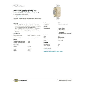 Spec Grade, Faceless, Self-Testing, Self-Grounding GFCI, Ivory