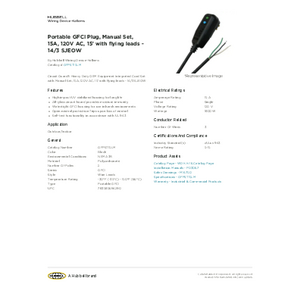 Portable GFCI Plug, Manual Set, 15A, 120V AC, 15' with Portable GFCI Plug, Manual Set, 15A, 120V AC, 15' with