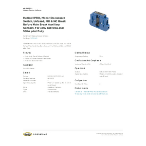 Hubbell-PRO, Motor Disconnect Switch, Unfused, NO & NC Break