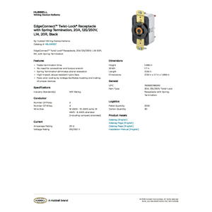 EdgeConnect™ Twist-Lock® Receptacle with Spring Termination, 20A