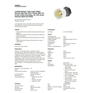 Locking Devices, Twist-Lock®, Safety Shroud, Male Plug, 30A 3
