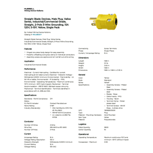 Straight Blade Devices, Male Plug, Valise Series, Industrial