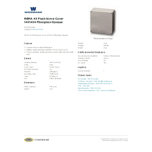 NEMA 4X Flush Screw Cover 14X14X4 Fiberglass-Opaque | HW