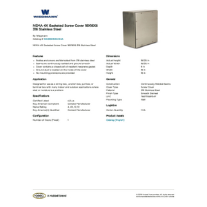 NEMA 4X Gasketed Screw Cover 18X18X6 316 Stainless Steel