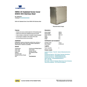 NEMA 4X Gasketed Screw Cover 6X6X4 304 Stainless Steel
