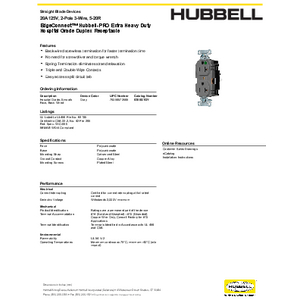 EdgeConnect™, Hubbell-Pro Receptacle, 20A 125V, 5-20R EdgeConnect™, Hubbell-Pro Receptacle, 20A 125V, 5-20R