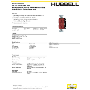EdgeConnect™ Series, Hubbell-Pro Receptacle, 20A 125V, 5-20R