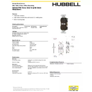 Straight Blade Devices, Duplex Receptacle, Hubbell-Pro