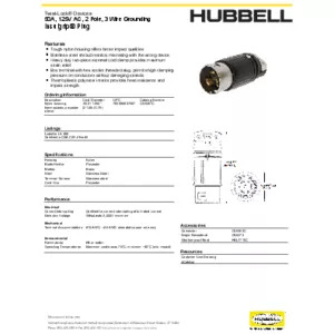 Locking Devices, Twist-Lock®, Industrial, Male Plug, 50A