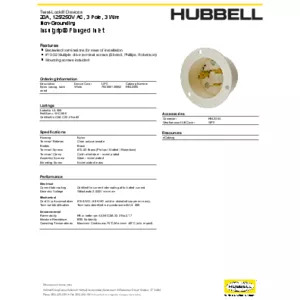Locking Devices, Twist-Lock®, Industrial, Flanged Inlet, 20A Locking Devices, Twist-Lock®, Industrial, Flanged Inlet, 20A