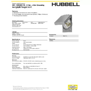 Locking Devices, Twist-Lock®, Industrial, Flanged Inlet, 30A
