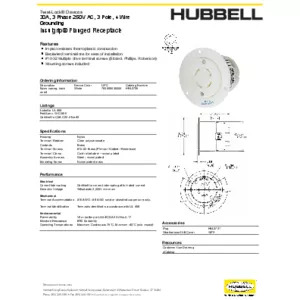 Locking Devices, Twist-Lock®, Industrial, Flanged Receptacle