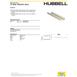 Hubbell Wiring Systems HBL4710DFOIV Steel Metal Raceway Divided Entrance  End Fitting, 6-49/64 Length x 4-3/4 Width x 2-21/32 Height, Ivory