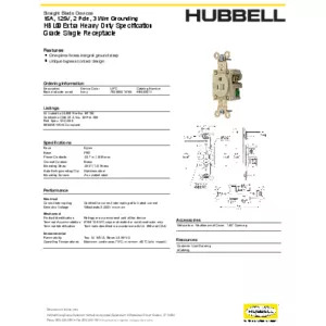 Hubbell HBL61CM52W 50A 125/250V 15M 白 Locking Devices, Twist-Lock®, Marine Grade, Ship to Shore Cableset