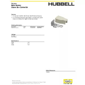 Metal Raceway, Box Connector, HBL500/700/750 Series, Ivory