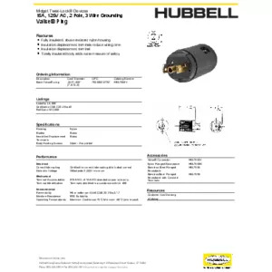 Locking Devices, Midget Twist-Lock®, Valise®, Male Plug, 15A