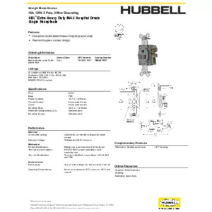 Straight Blade Devices, Receptacles, Single, Hospital Grade