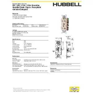 Straight Blade Devices, Receptacles, Duplex, Compact Hospital