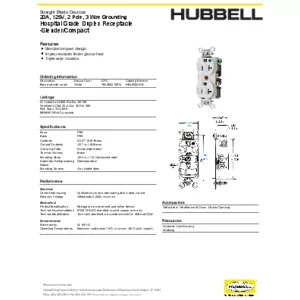 Straight Blade Devices, Receptacles, Duplex, Compact Hospital