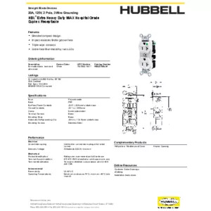 Straight Blade Devices, Receptacles, Duplex, Hospital Grade