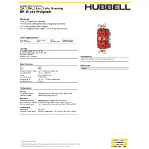 Straight Blade Devices, Receptacles, Duplex, Hospital Grade