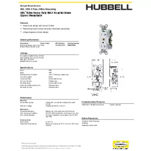 Straight Blade Devices, Receptacles, Duplex, Hospital Grade, 2