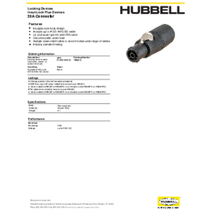 その他 HUBBELL HBL83001 Locking female cable connector, power in, screw terminals