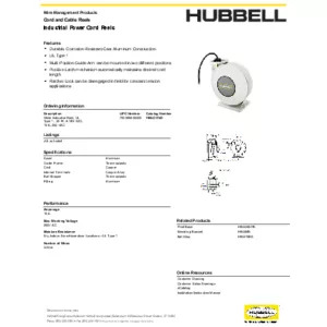 White Industrial Reel, UL Type 1, 35 Ft, #14/3 SJO, 15 A