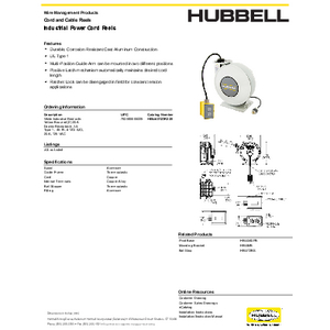 Hubbell ACA12345-BC20 Industrial Duty Cord Reel with Bare End on