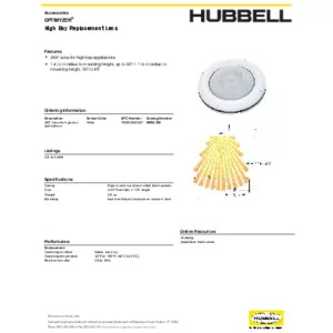 Hubbell Wiring Device-Kellems Occupancy Sensors, Adaptive Technology Passive Infrared High Bay Wall Mount Sensor 120 Square Feet Coverage Highbay Withrelayrelay Atp120hbrp