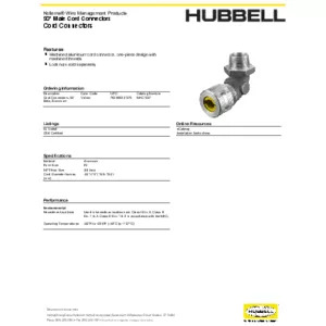 Kellems Wire Management, Cord Connectors, 90 Degree Male .63-.75