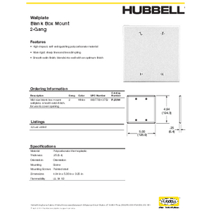 Wallplate, Mid-Size 2-Gang, 2 Box Mount Blank, White | PJ23W