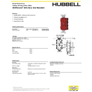 Straight Blade Devices, Receptacles, Duplex, SNAPConnect